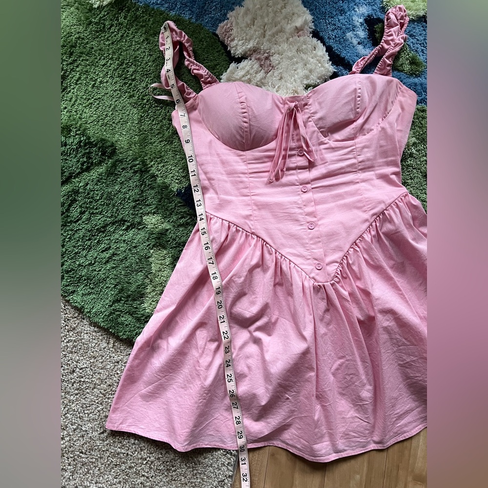 Pink Ruffled Strap Dress - Picture 6 of 7